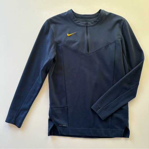 Nike Mens Dri Fit Half Zip Football UV Top Pullover Navy Blue Small - Picture 1 of 15
